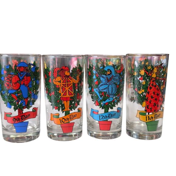 Libbey Other - Vintage Twelve Days of Christmas Glasses Complete Set of 12 Libbey Holiday